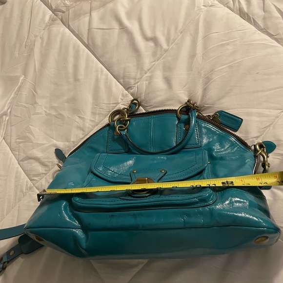 Coach Ltd. Edition 65th Anniversary Turquoise Patent Leather Francine Satchel - Picture 11 of 12